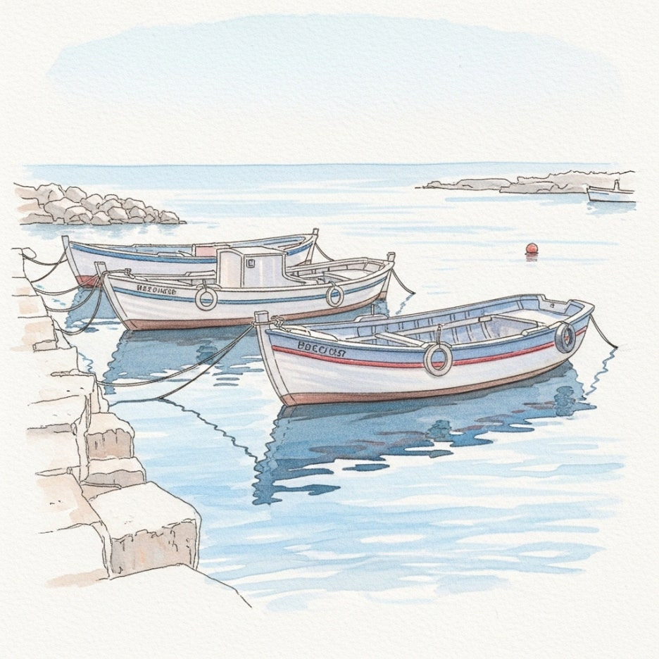 작은 고깃배들이 정박해 있는 평화로운 묵호항의 아침