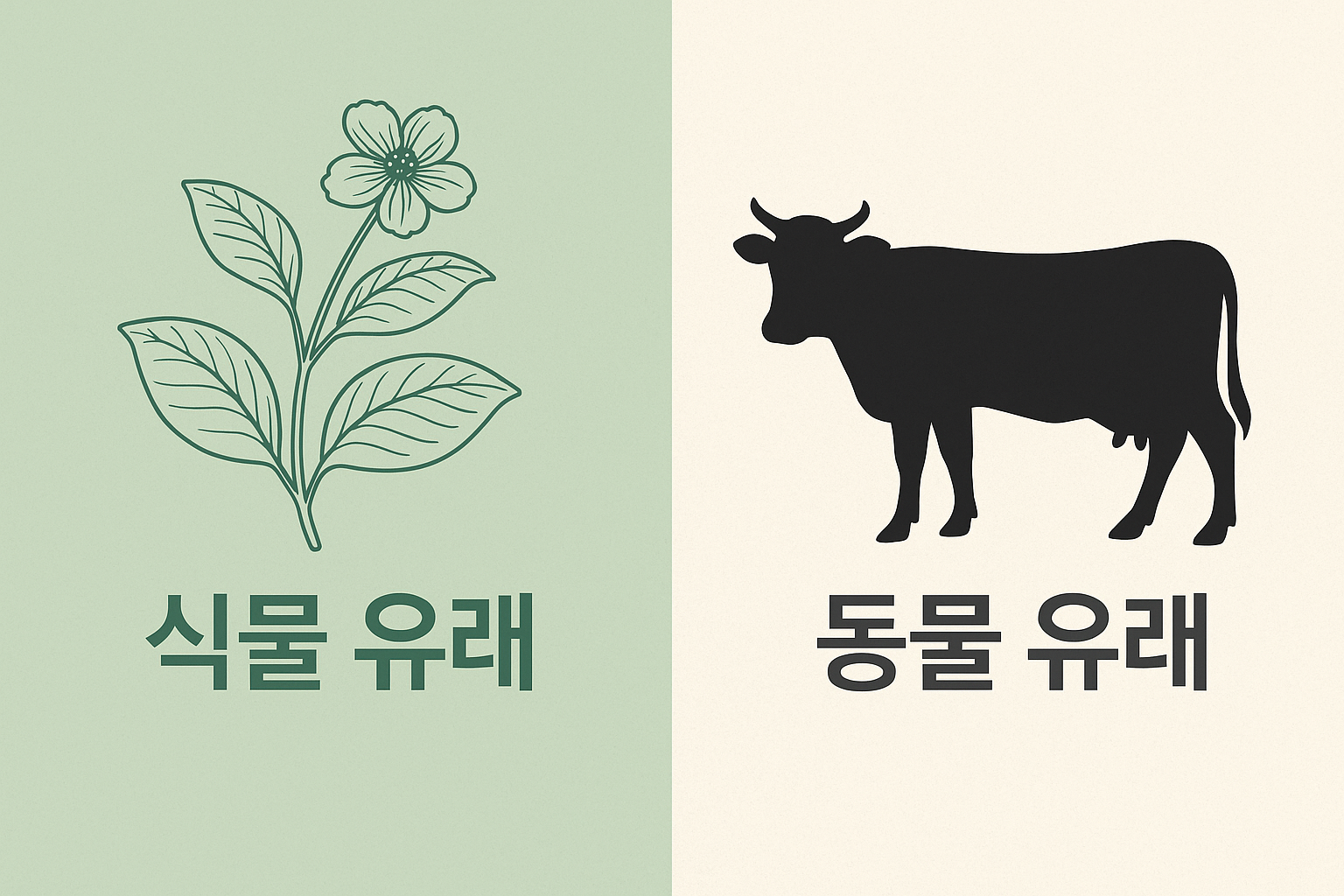 태반화장품의 식물유래와 동물유래의 이미지