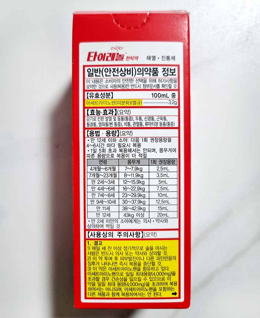 타이레놀 효능 효과 복용량