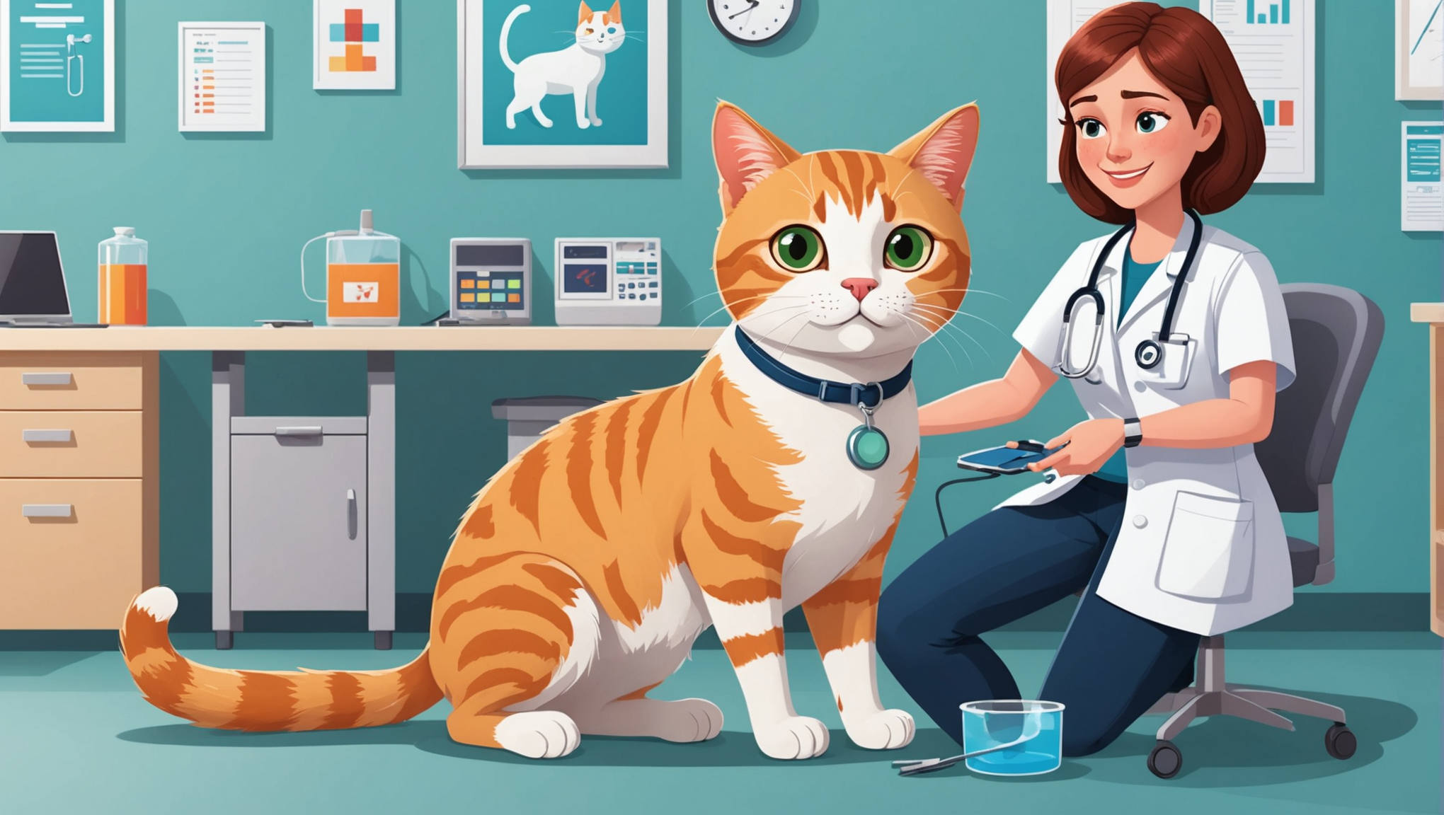 다리 진료 받는 고양이