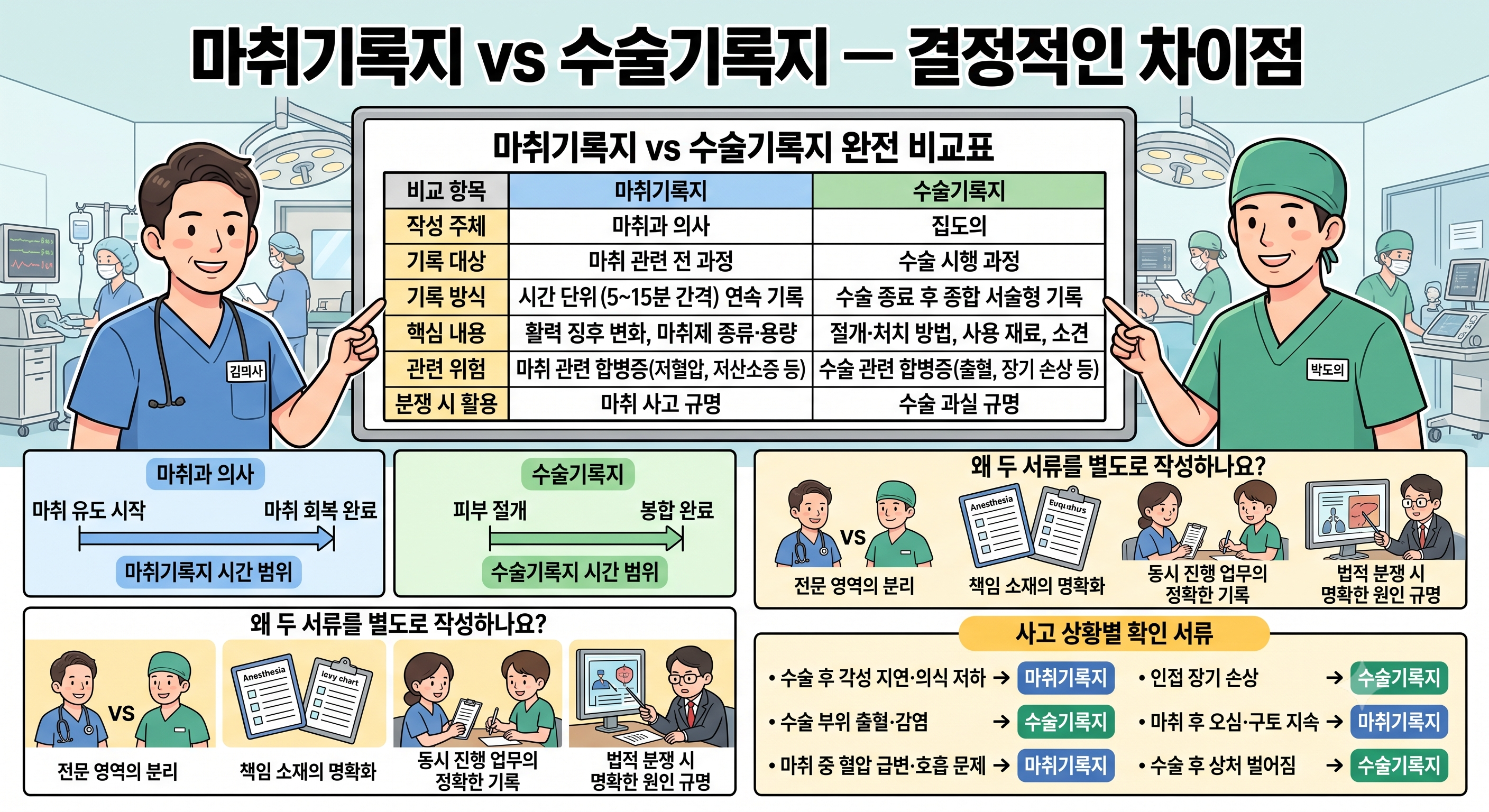 마취기록지 VS 수술기록지 차이점