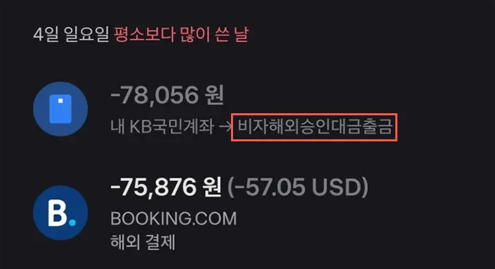 '비자해외승인대금출금'이 뭔가요