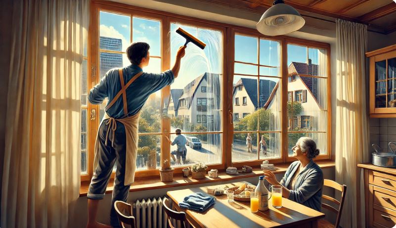 독일의 주말 창문 청소