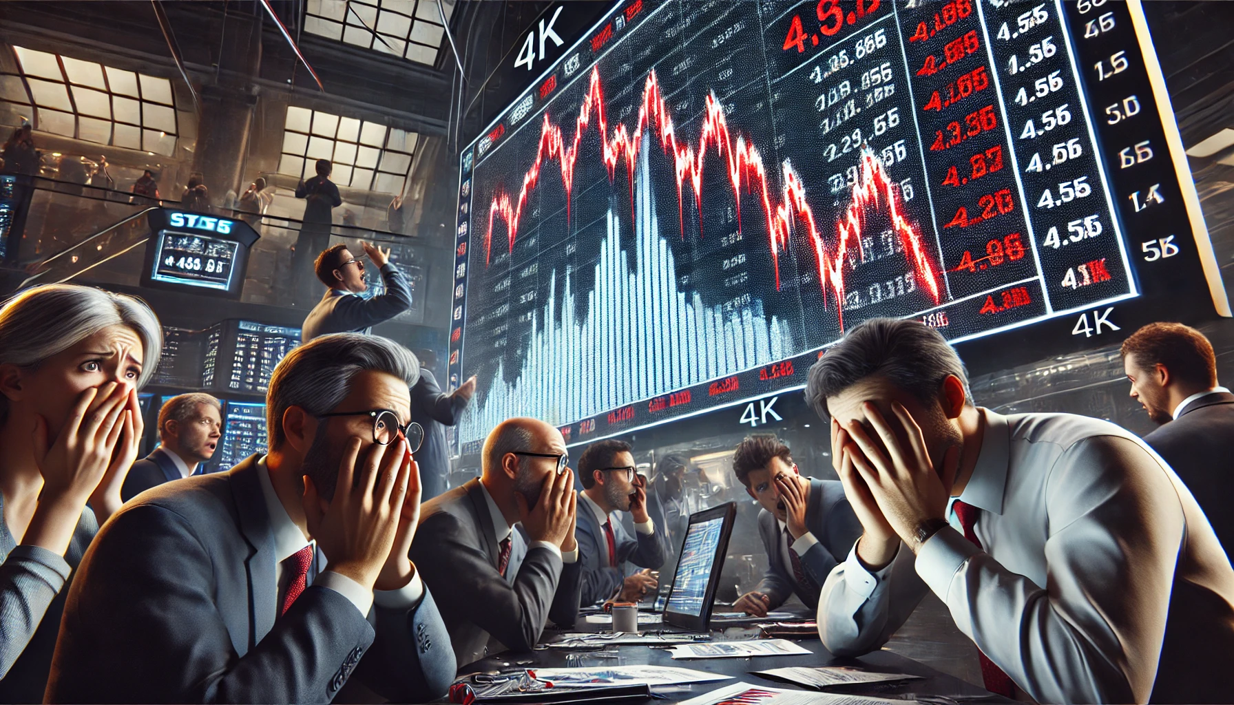 주식폭락으로 괴로워 하는 투자자들