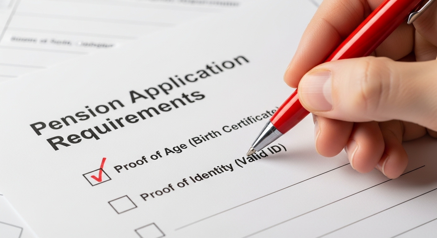 체크리스트를 손으로 짚는 모습. 경남도민연금 신청 준비를 시각화