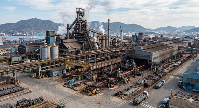 동국제강 철강 생산 공장과 철근 제조 설비 모습