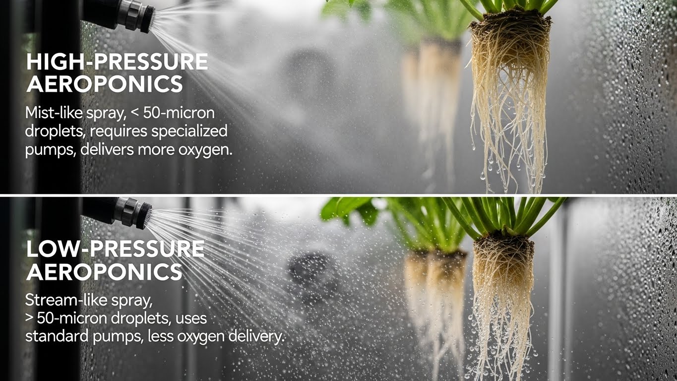 에어로포닉스 고압 분무와 저압 분무의 차이