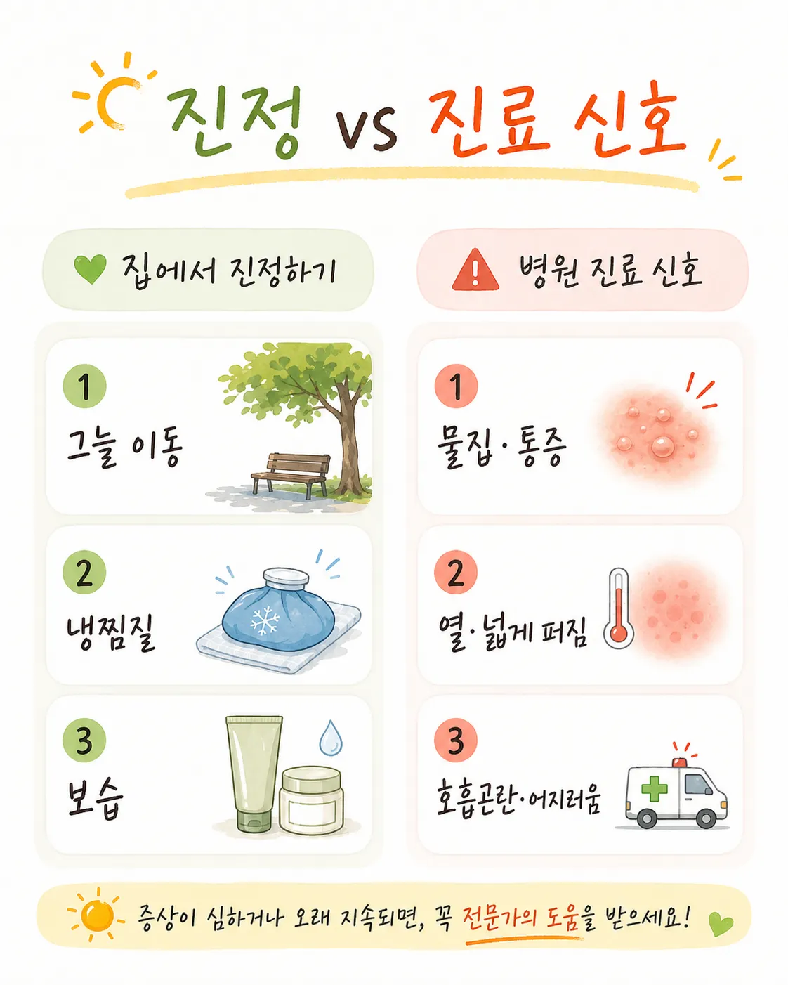 햇빛 가려움 진정과 진료 신호