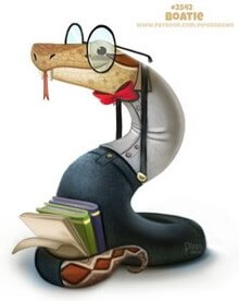 안경쓰고-독서하는-뱀-일러스트