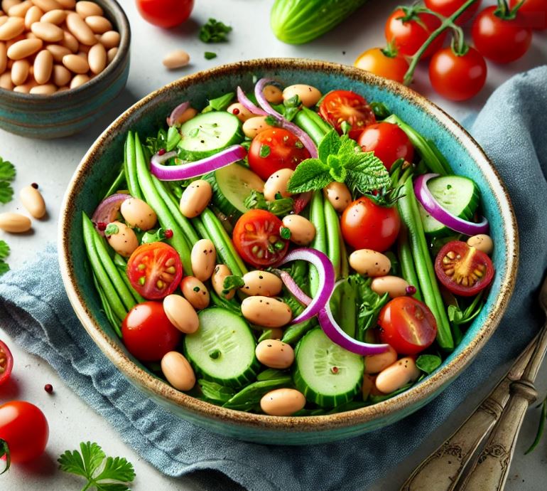 지중해식 식단으로 루핀콩 샐러드 사진