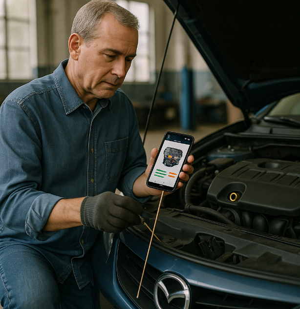 스마트 앱으로 자가정비 하는 사진