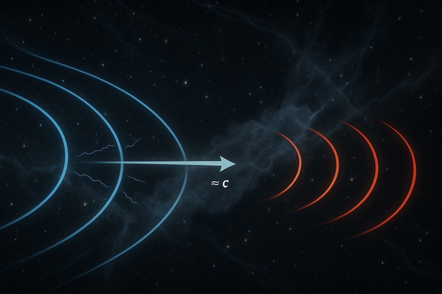 성간 공간을 가로지르는 전파가 매질과 상호작용하면서 전달되는 모습