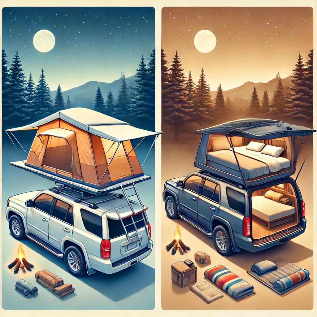 루프탑 텐트 vs 차박 침대 관련 이미지 사진
