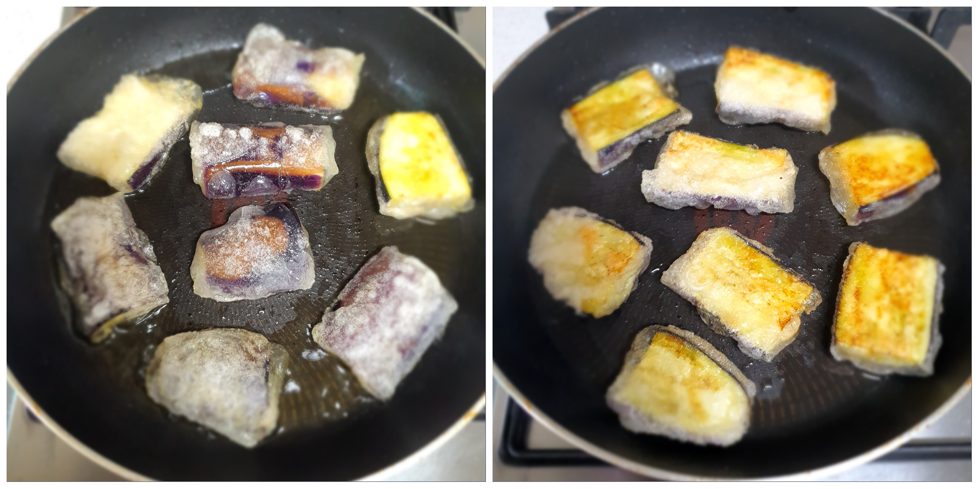 기름을-넉넉히-두르고-튀겨줍니다.