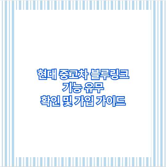 현대 중고차 블루링크 기능 유무 확인 및 가입 가이드