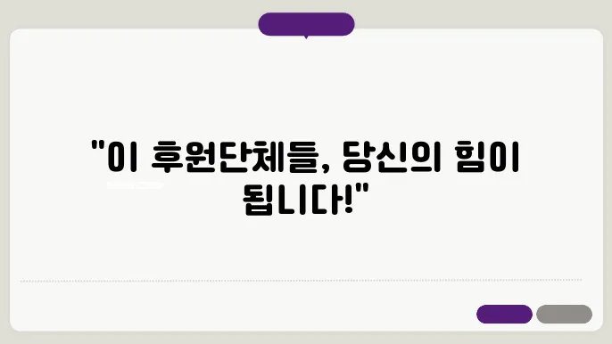 국내 후원단체 [ 국내 후원단체 주요 후원단체 소개 ! ]