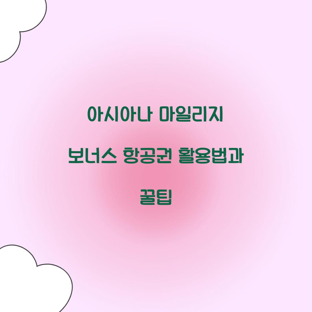아시아나 마일리지 보너스 항공권