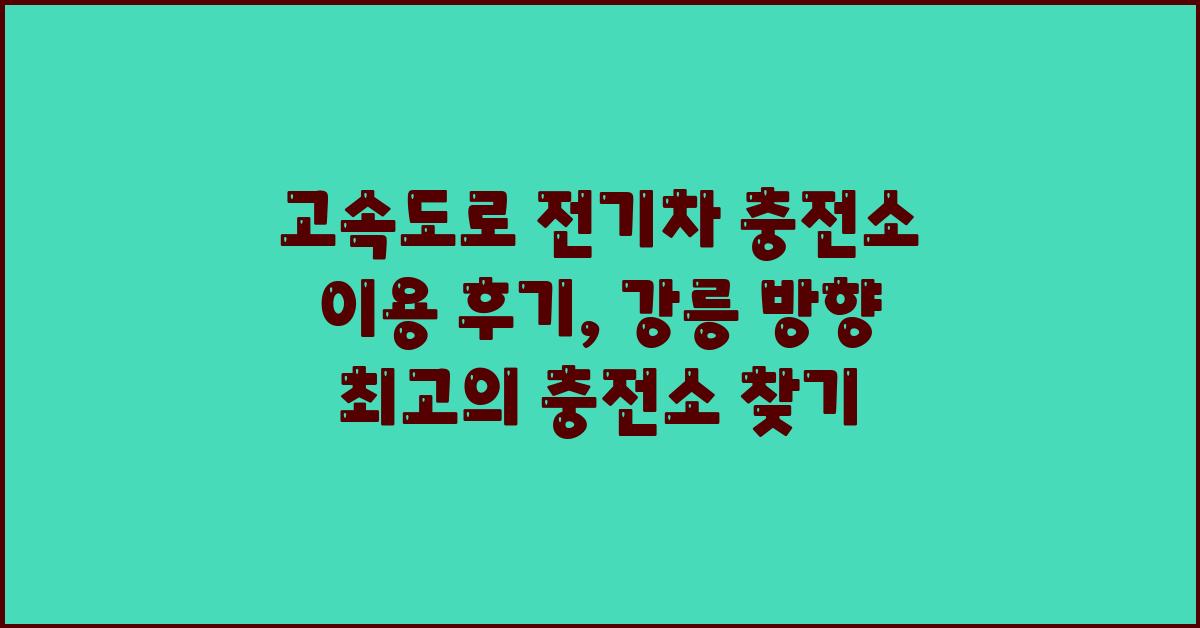 고속도로 전기차 충전소 이용 후기