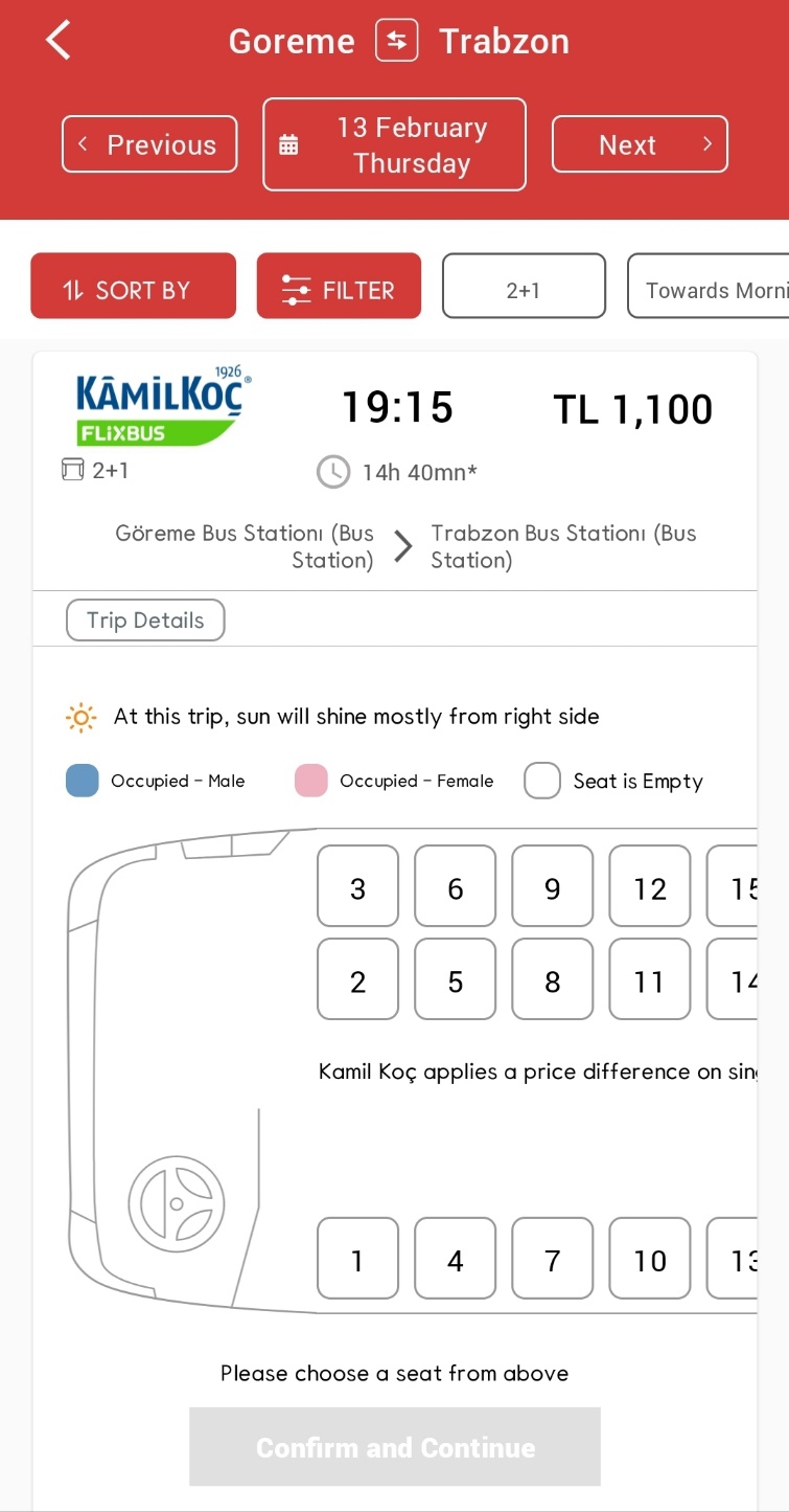 괴레메에서 트라브존