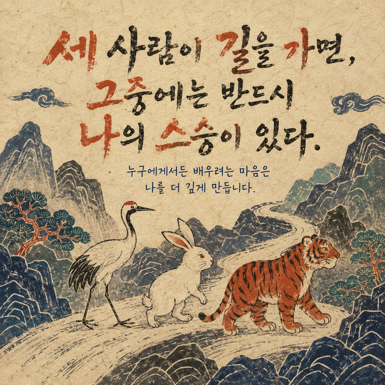 공자 세 사람이 길을 가면 스승이 있다는 배움 명언 이미지