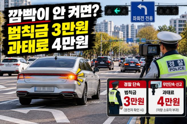좌회전 깜빡이 방향지시등 범칙금