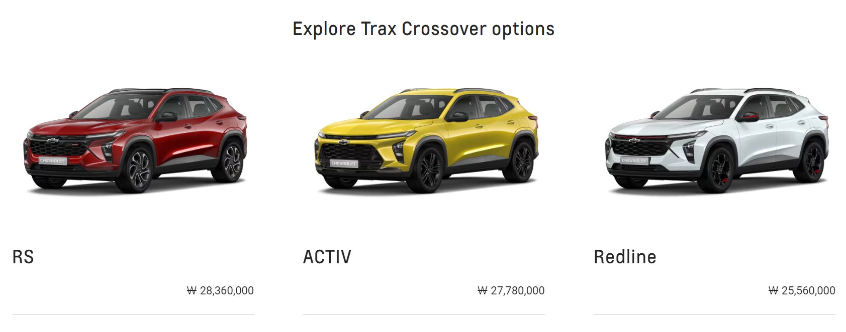 2025 쉐보레 트랙스 크로스오버 가격