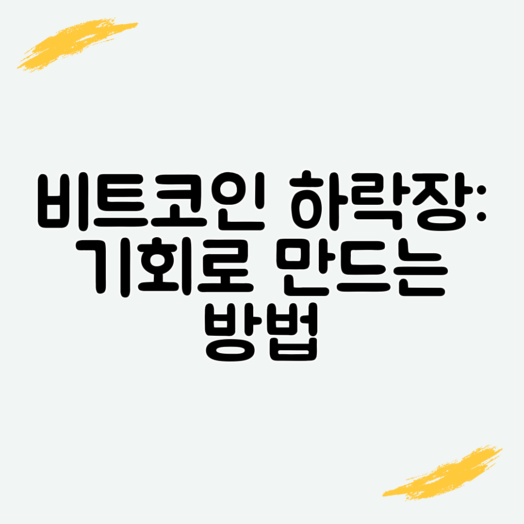 비트코인 하락장 기회로 만드는 방법