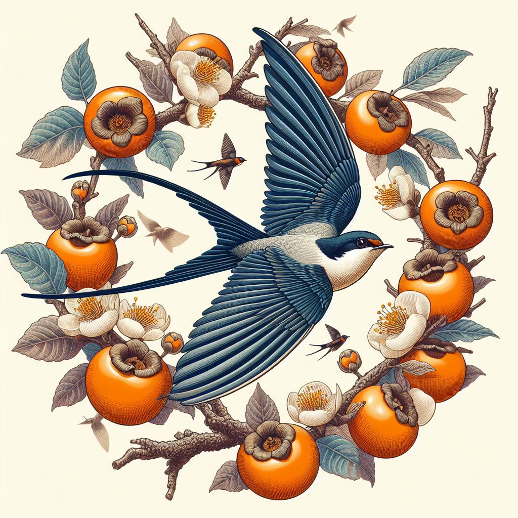 감 속에 있는 제비