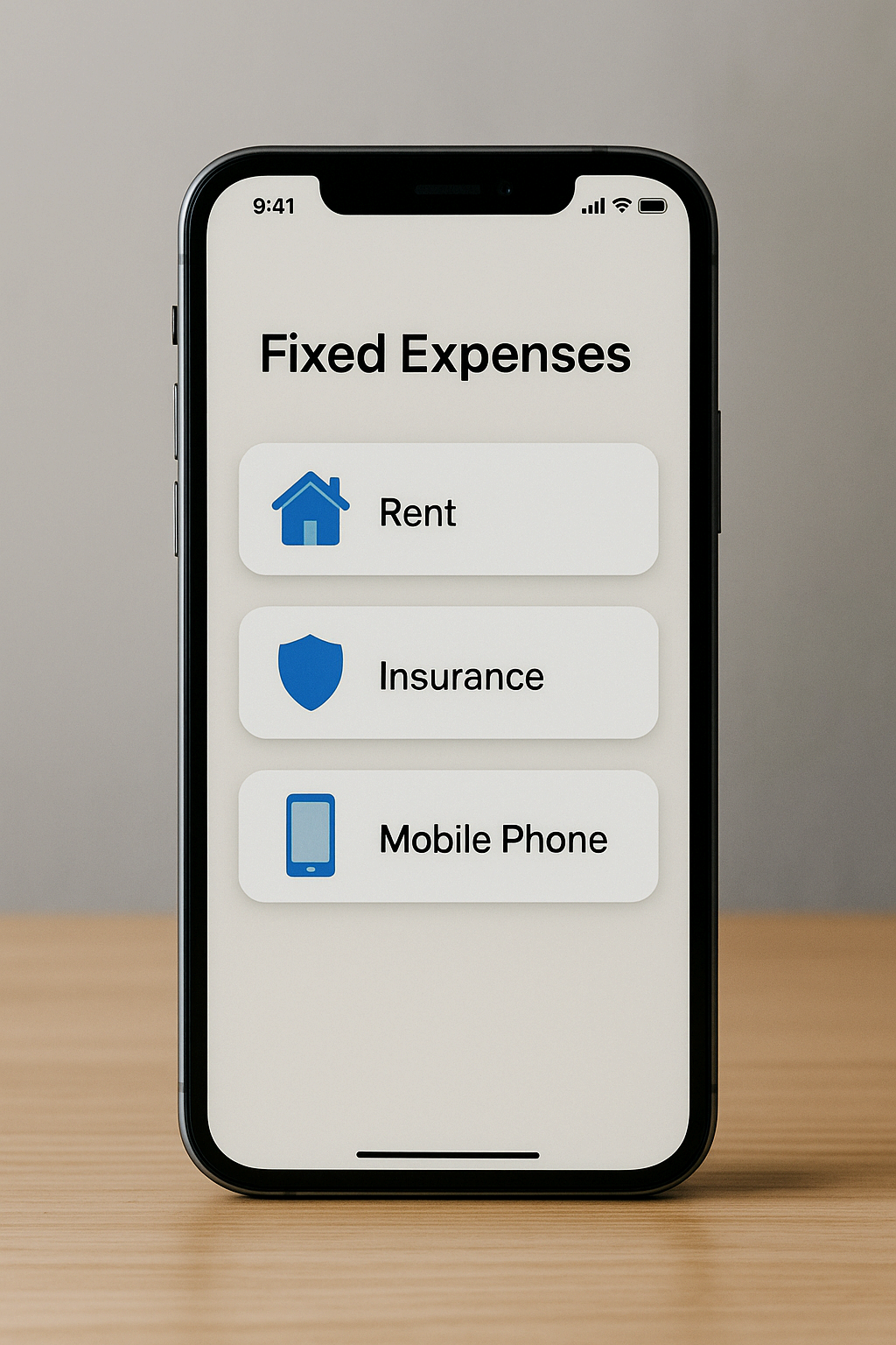 스마트폰 뱅킹 앱에서 고정 지출 항목이 표시된 화면