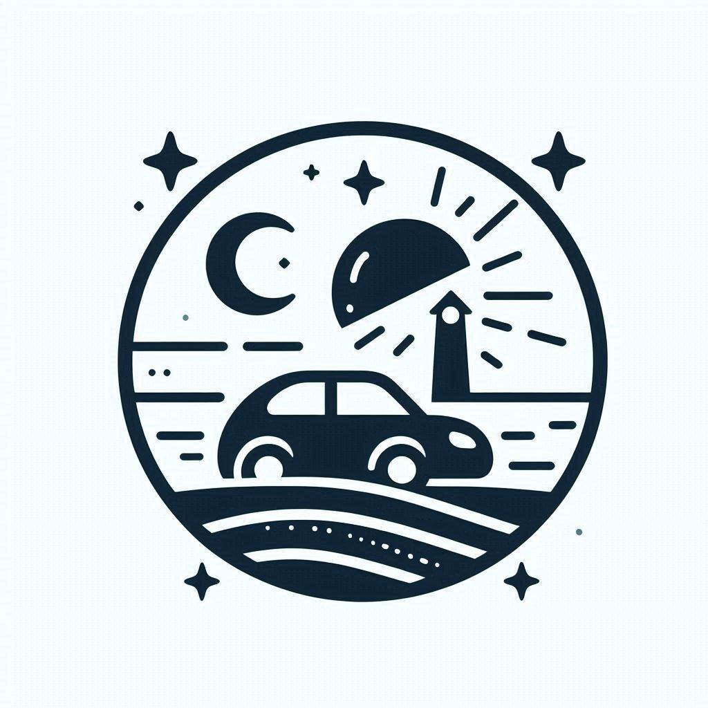 등대와 함께 달리는 자동차 로고