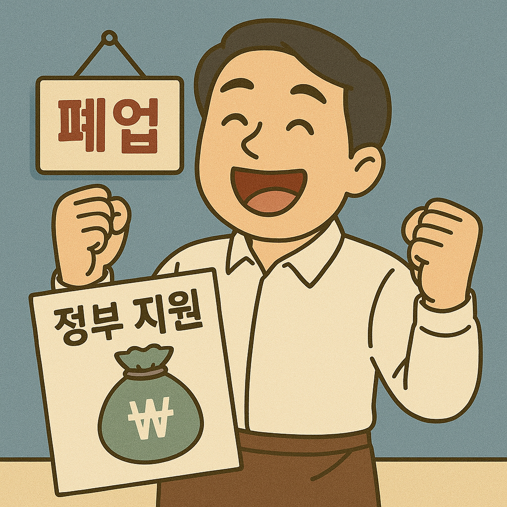 정부 지원 받아서 폐업하고 웃는모습