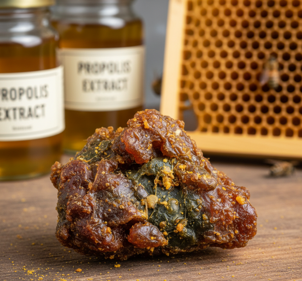 프로폴리스 원재료와 추출액 – 천연 항균 성분이 풍부한 건강 보조 원료