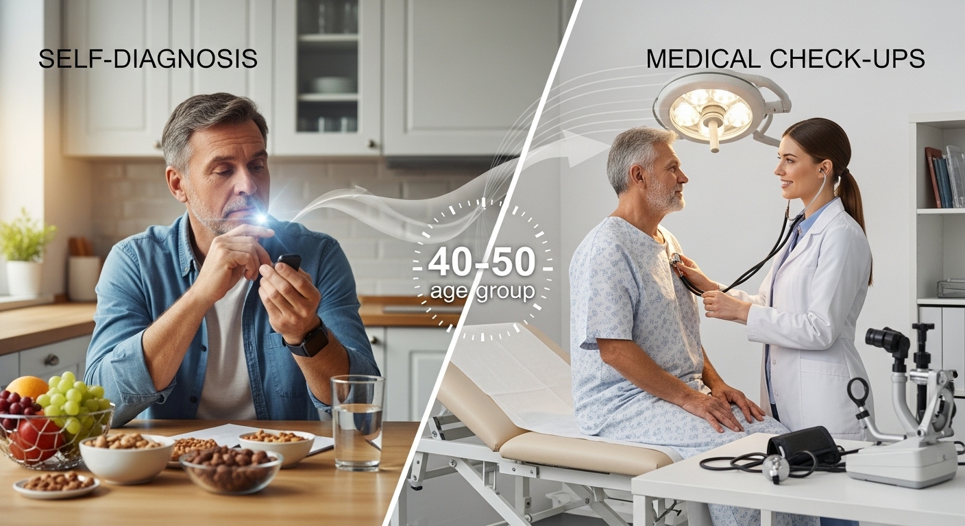 중년 건강을 위한 병원검진 vs 자가진단 차이 (정확도, 시기, 지속관리)