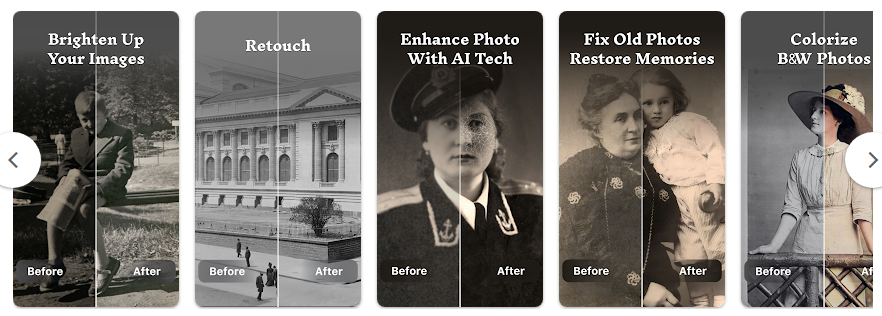 AI 사진 편집 앱, 오래된 사진 복원, 선명화, 사진 품질 향상