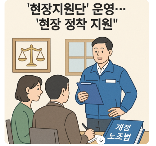 노조법 개정 현장지원단 운영(의견수렴, 원하청교섭, 불법행위 모니터링)