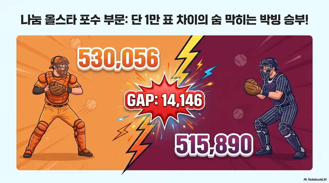 2026 KBO 올스타전 나눔 올스타 포수 부문 투표 순위 1위와 2위 표 차이 1만 4146표 접전