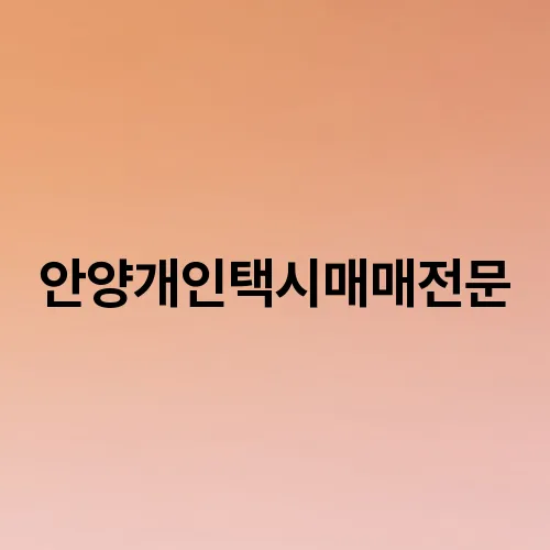 안양개인택시매매전문