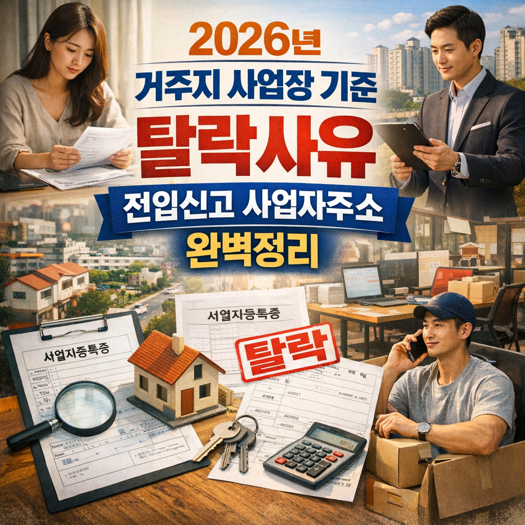 2026년 거주지 사업장 기준 탈락사유 전입신고 사업자주소 완벽정리