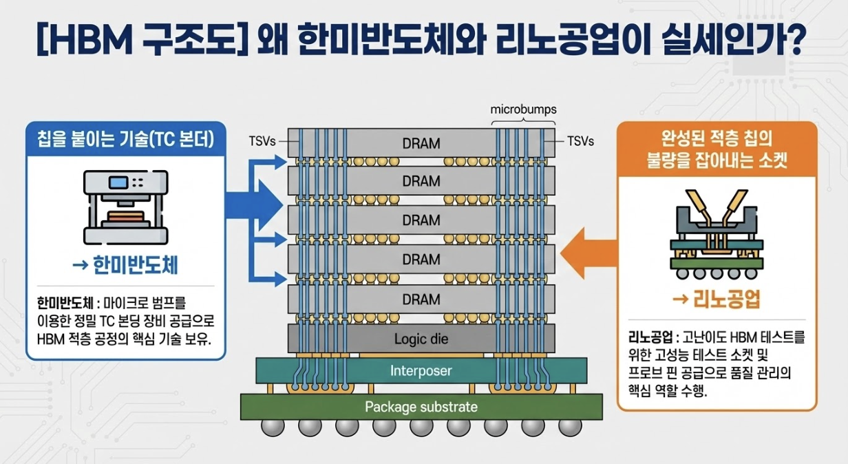 HBM 구조도 한미반도체, 리노공업