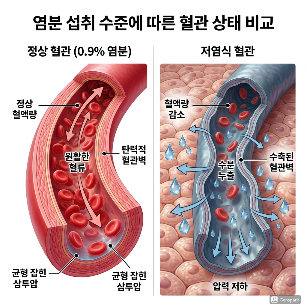 염분 섭취 수준에 따른 혈관 상태