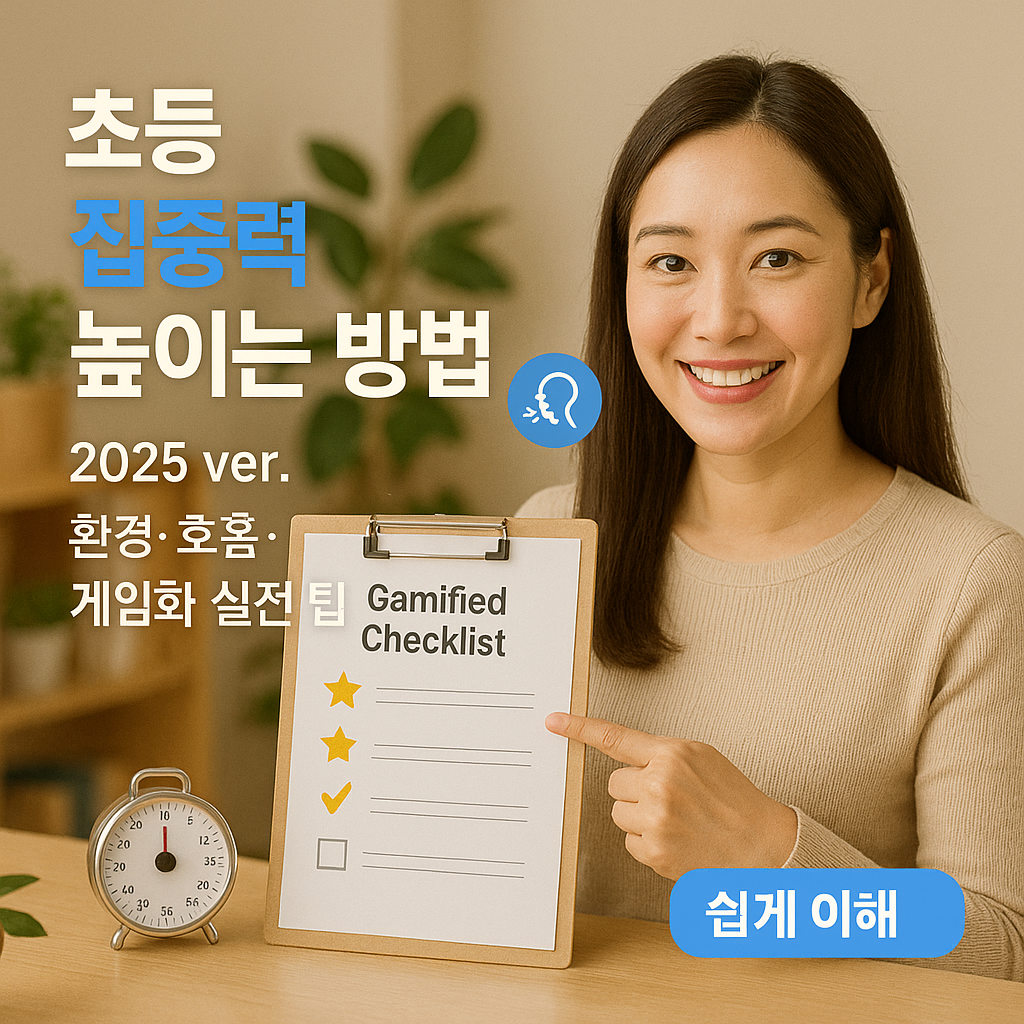 초등 집중력 높이는 방법 2025 ver. – 환경·호흡·게임화 실전 팁