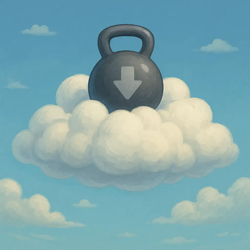 무거운-쇠구슬이-구름-위에-올라가-있는-모습을-통해,-구름이-많은-수분을-포함하고도-뜨거운-공기의-상승기류와-기압-균형에-의해-하늘에-떠-있는-원리를-표현한-이미지