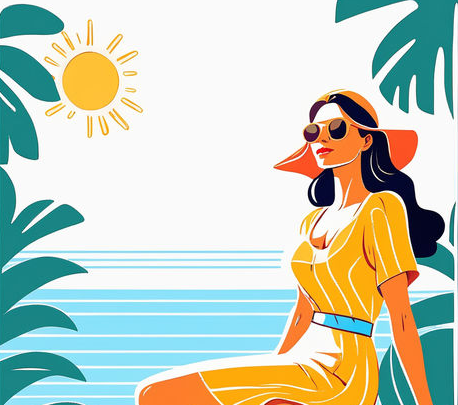 햇볕을 쬐고 있는 여성