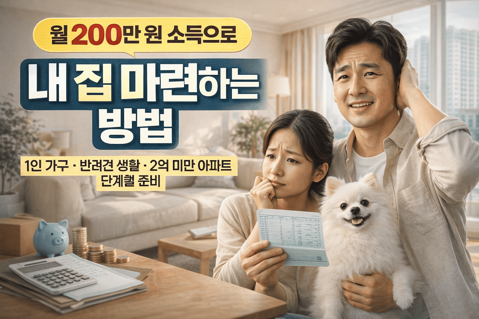 월200만원 소득 내집마련 방법 1인가구 반려견생활 2억미만 아파트 단계별준비