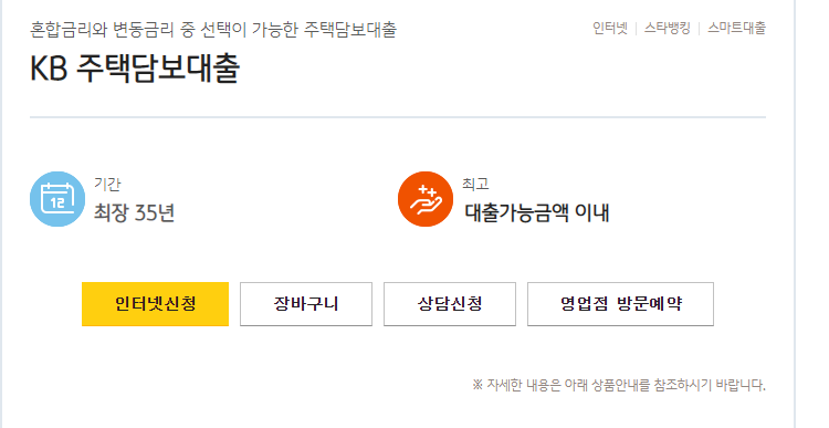 kb주담대대출 조건안내