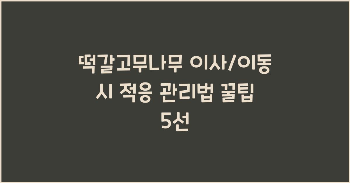 떡갈고무나무 이사/이동 시 적응 관리법