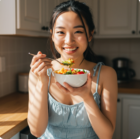 건강식을 먹는 여성