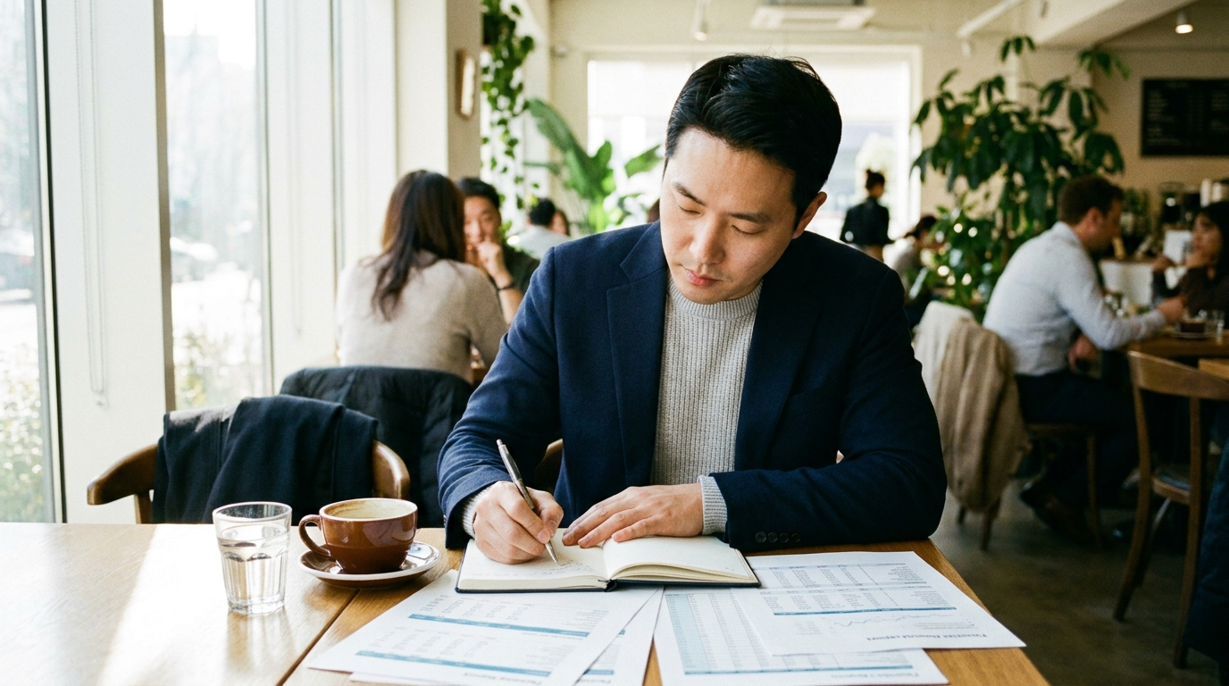 재테크 서류 검토하는 직장인