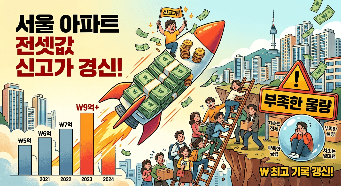 서울 아파트 전셋값 신고가 경신… 전세난 가중