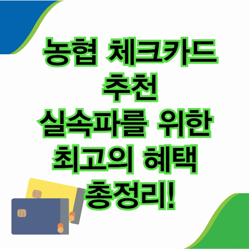 농협 체크카드 추천 2025 실속파를 위한 최고의 혜택 총정리!